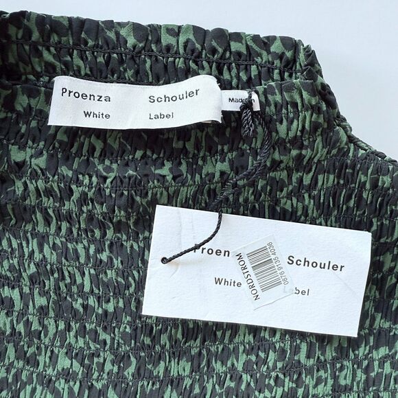 NWT Proenza Schouler White Label Smocked Dot Mock Neck Top in Fern Green & Black - Picture 8 of 14